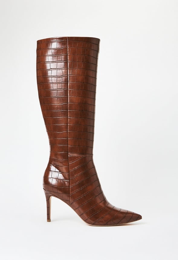 Khloy Tall Stiletto Boot Leather Brown