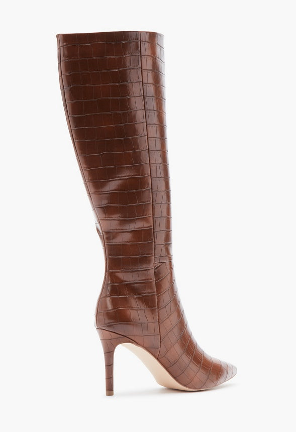Khloy Tall Stiletto Boot Leather Brown