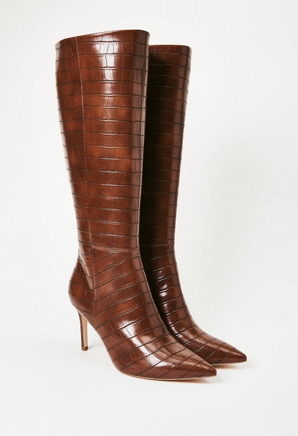Khloy Tall Stiletto Boot Leather Brown