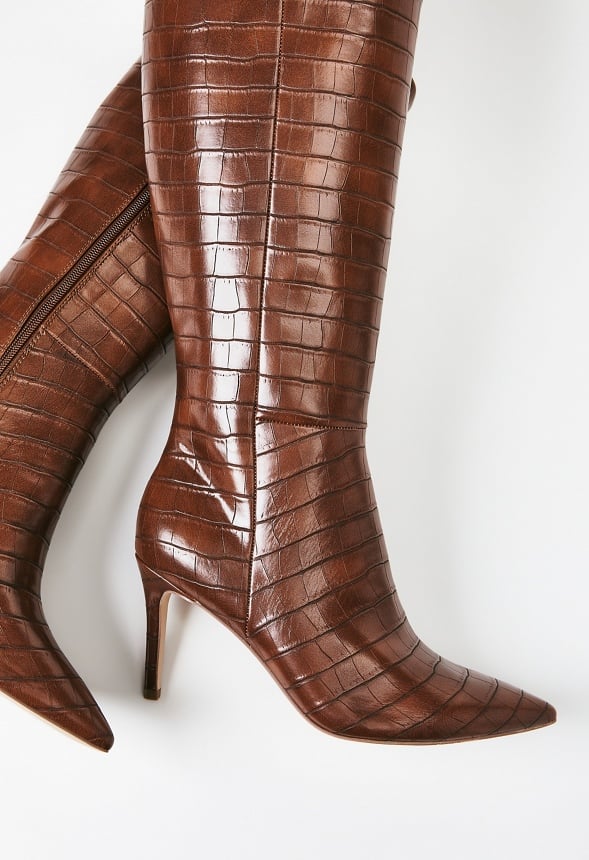 Khloy Tall Stiletto Boot Leather Brown