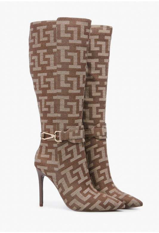 SARAH STILETTO BOOT Brown Logo