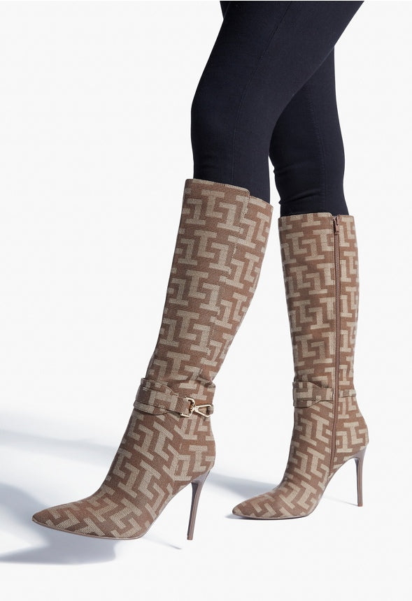 SARAH STILETTO BOOT Brown Logo
