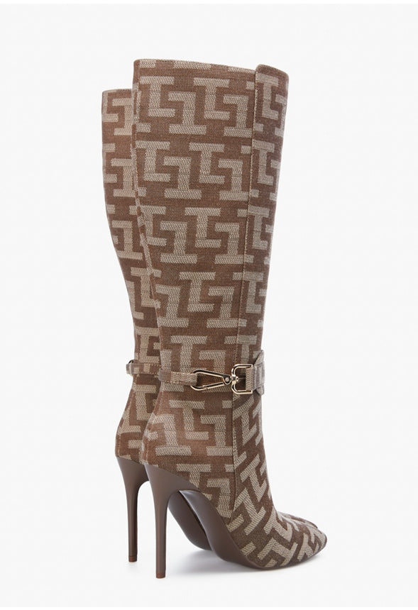 SARAH STILETTO BOOT Brown Logo