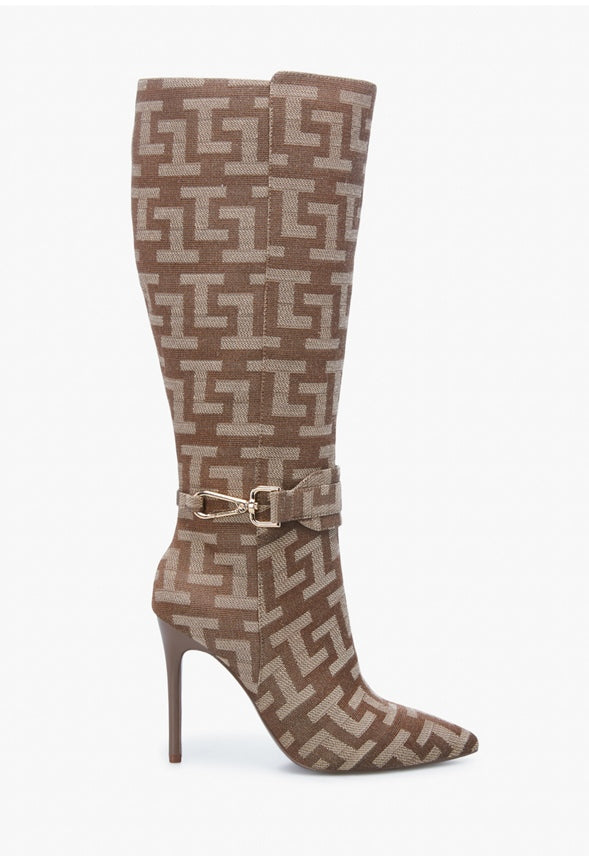 SARAH STILETTO BOOT Brown Logo