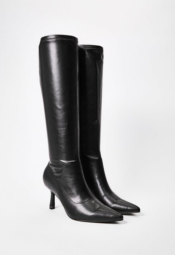 Kendall Stretch Stiletto Boot Black Caviar