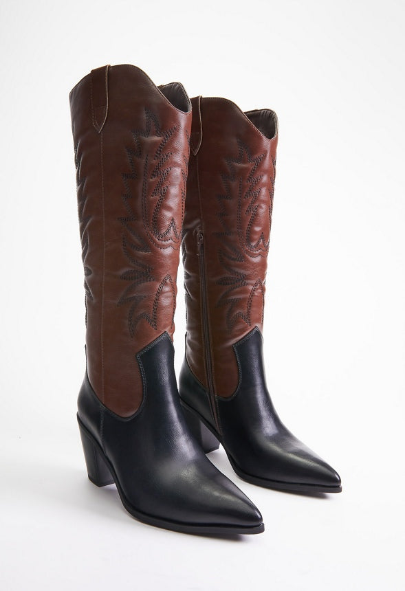 Delilah Western Boot Chocolate Lab/Black Caviar