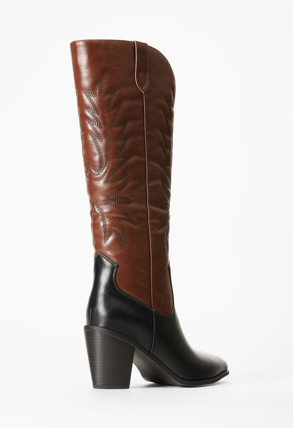 Delilah Western Boot Chocolate Lab/Black Caviar