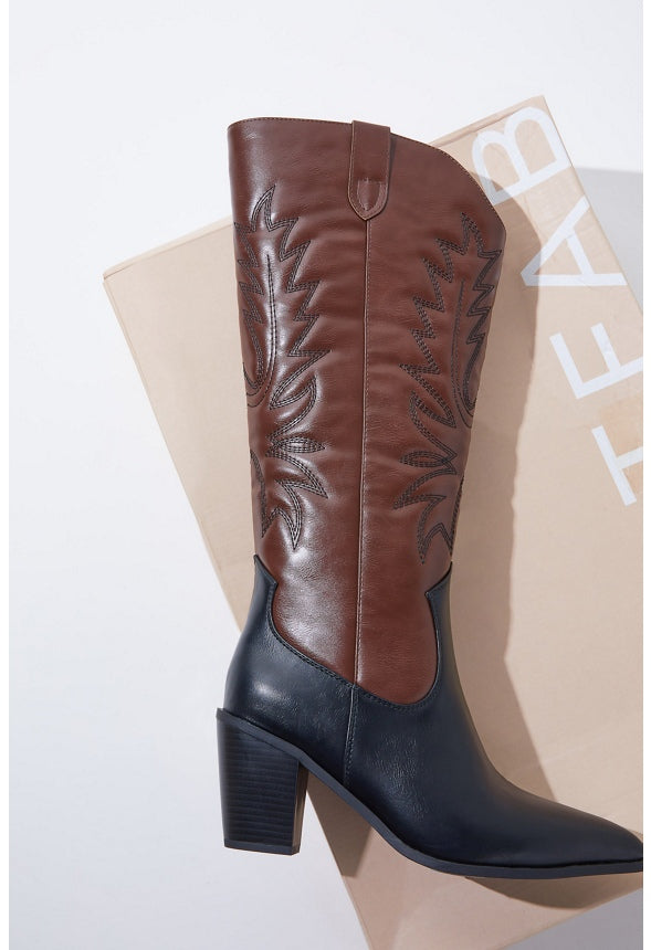 Delilah Western Boot Chocolate Lab/Black Caviar