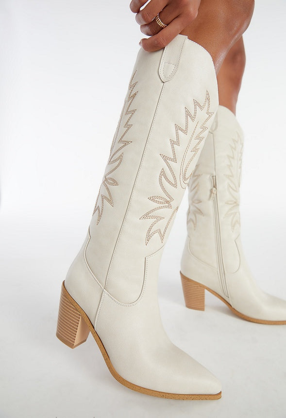 Delilah Western Boot Bone