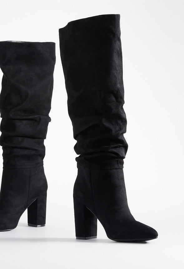 Rosamund Slouch Heeled Boot Black Caviar