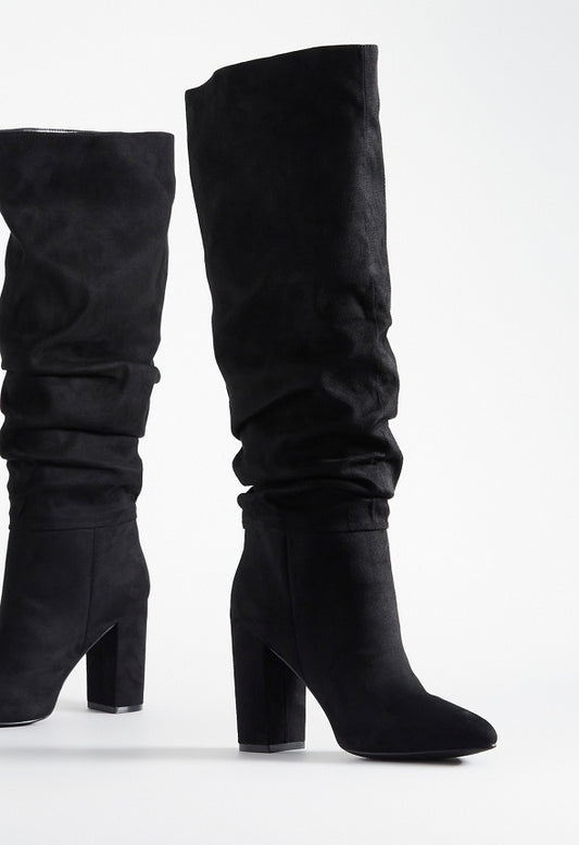Rosamund Slouch Heeled Boot Black Caviar