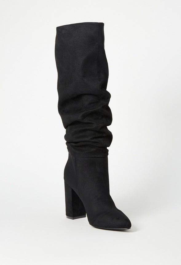 Rosamund Slouch Heeled Boot Black Caviar