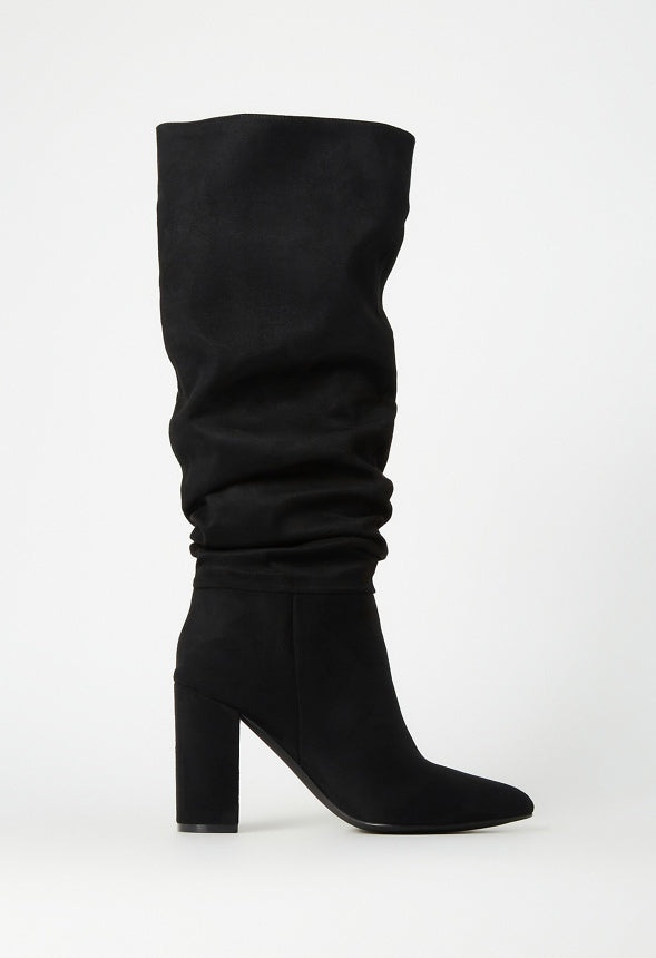 Rosamund Slouch Heeled Boot Black Caviar