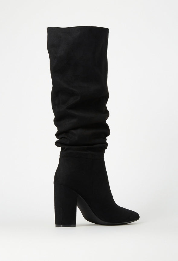 Rosamund Slouch Heeled Boot Black Caviar