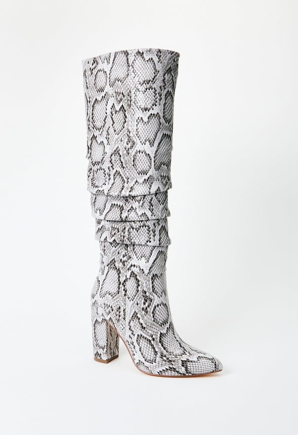 Rosamund Slouch Heeled Boot Brown/White
