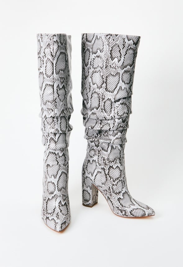 Rosamund Slouch Heeled Boot Brown/White