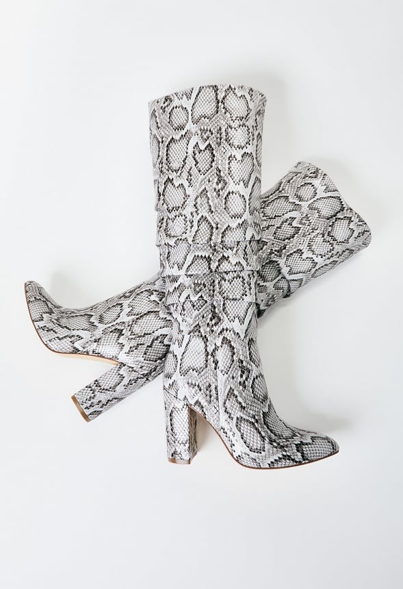 Rosamund Slouch Heeled Boot Brown/White