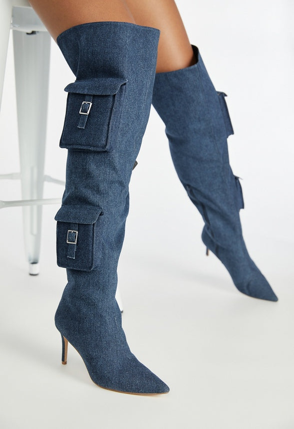 Nova Stiletto Boot Dark Denim