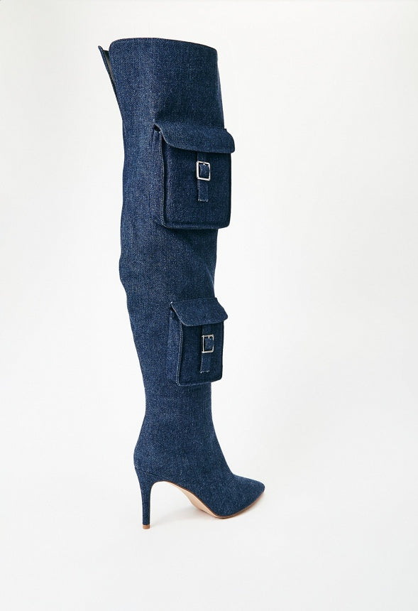 Nova Stiletto Boot Dark Denim