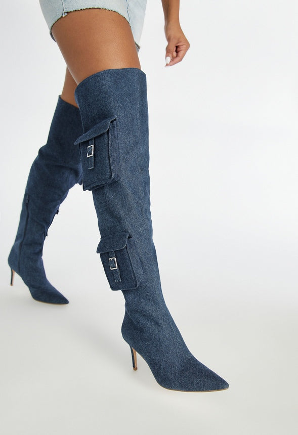 Nova Stiletto Boot Dark Denim