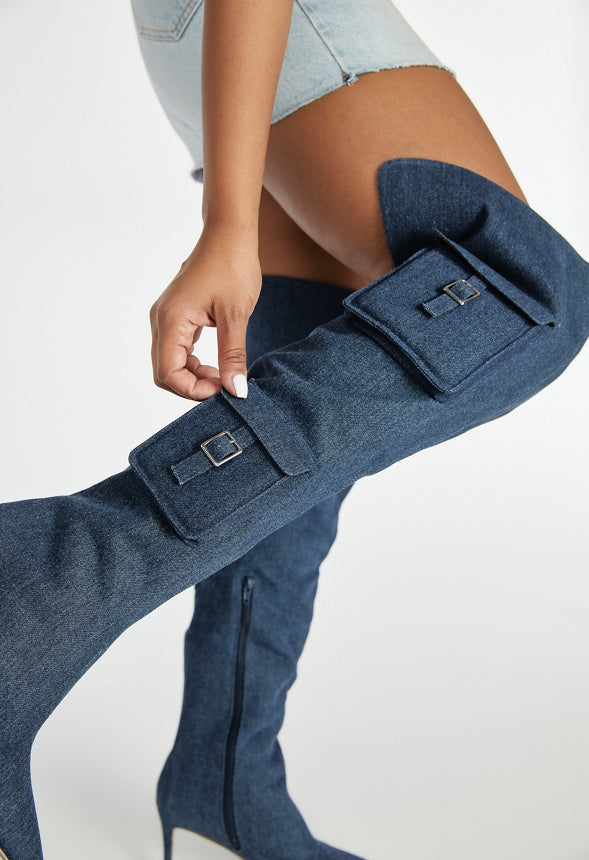 Nova Stiletto Boot Dark Denim