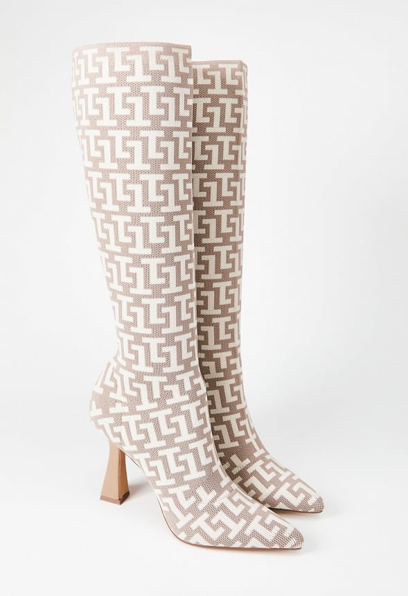Farrah Stiletto Boot Brown Logo