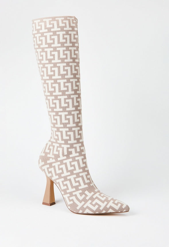 Farrah Stiletto Boot Brown Logo