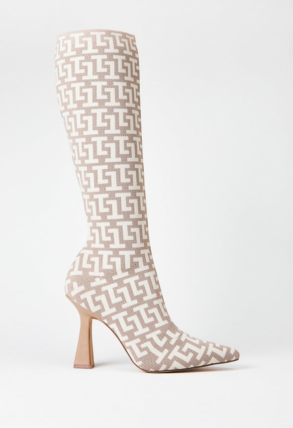 Farrah Stiletto Boot Brown Logo