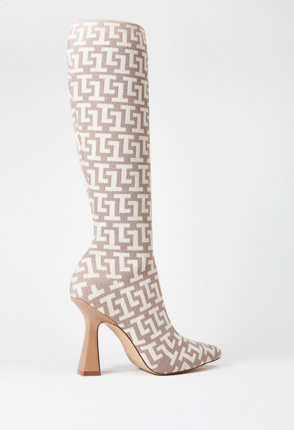 Farrah Stiletto Boot Brown Logo