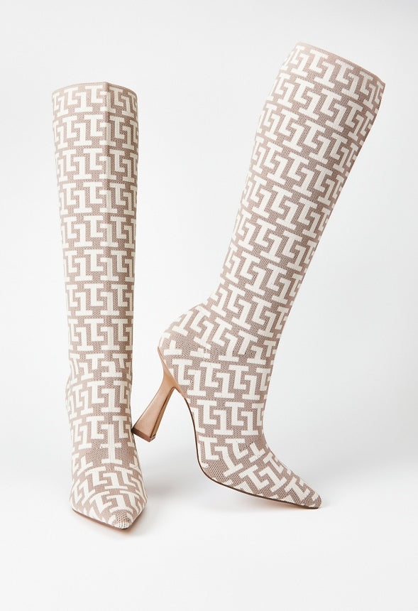 Farrah Stiletto Boot Brown Logo