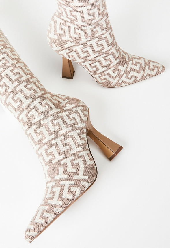 Farrah Stiletto Boot Brown Logo