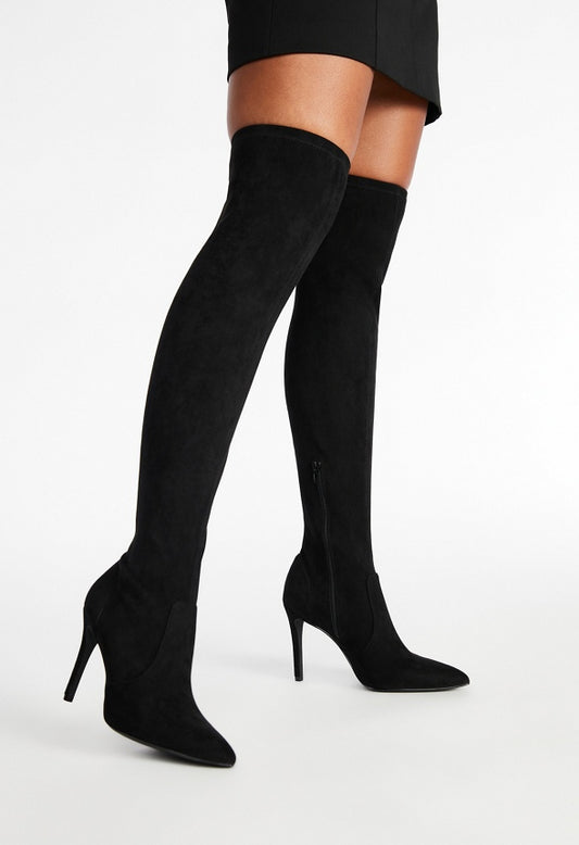 Ysabel Over-The-Knee Stiletto Boot Black Caviar