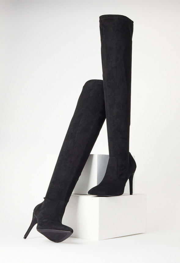 Ysabel Over-The-Knee Stiletto Boot Black Caviar