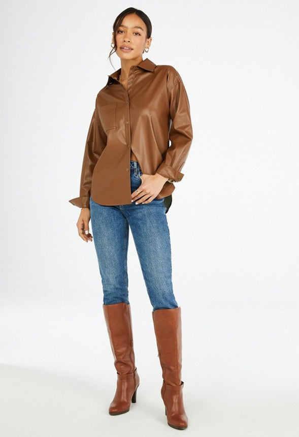 Dallas Heeled Boot Leather Brown