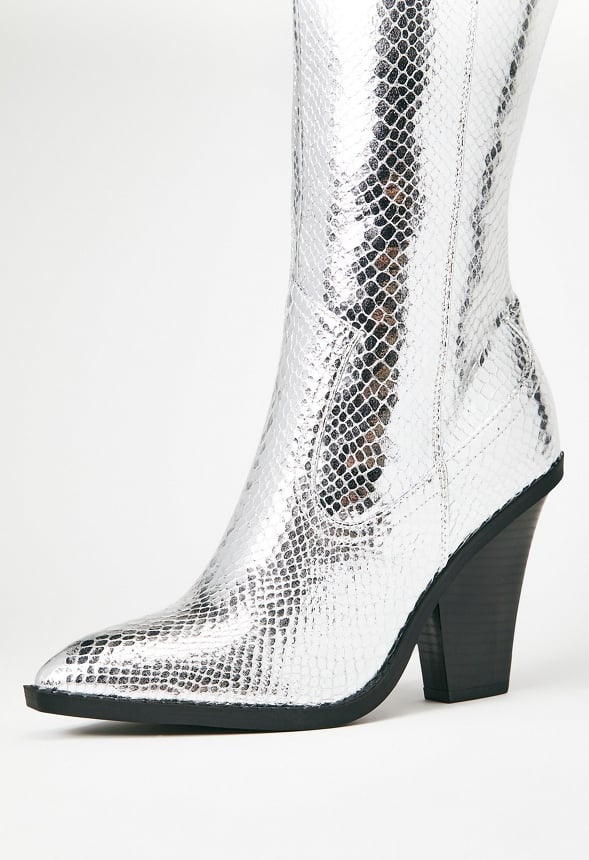 Bella Heeled Boot Silver