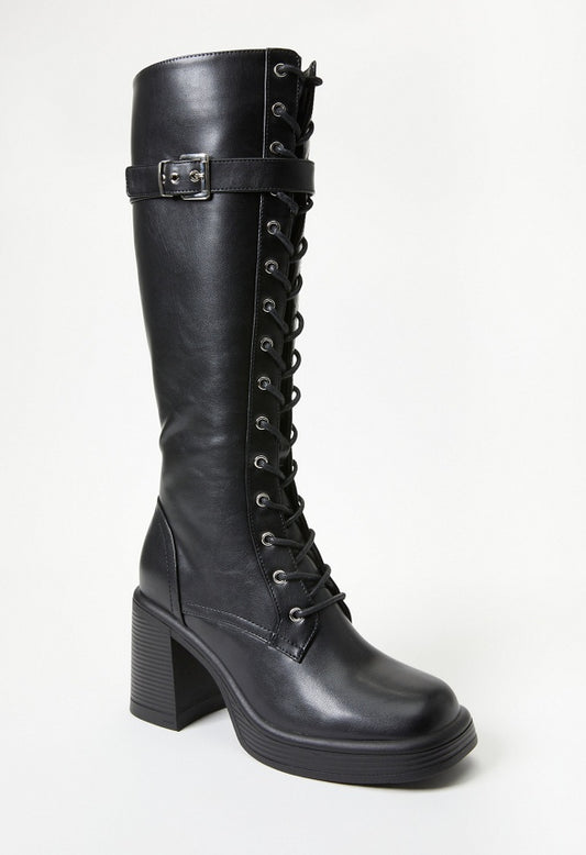 Hara Lace-Up Boot Black Caviar