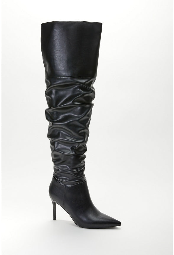 Shona Slouchy Stiletto Boot Black Caviar