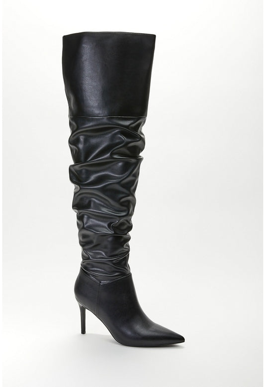 Shona Slouchy Stiletto Boot Black Caviar