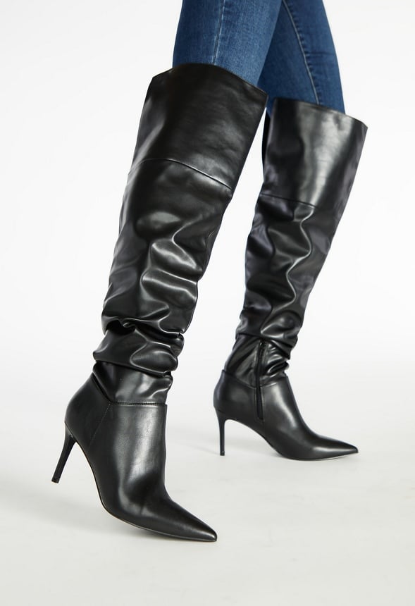 Shona Slouchy Stiletto Boot Black Caviar