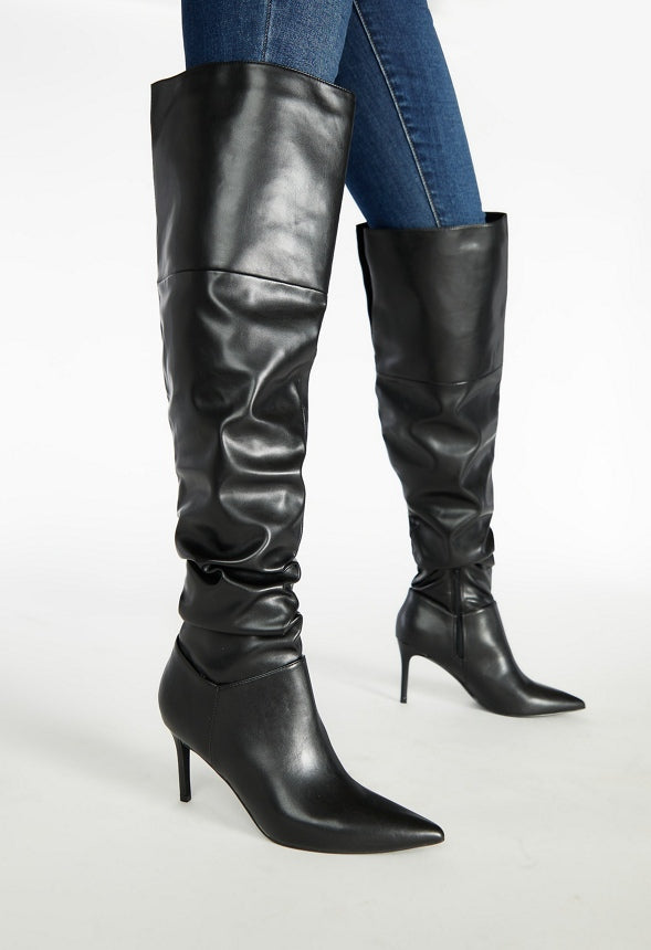 Shona Slouchy Stiletto Boot Black Caviar