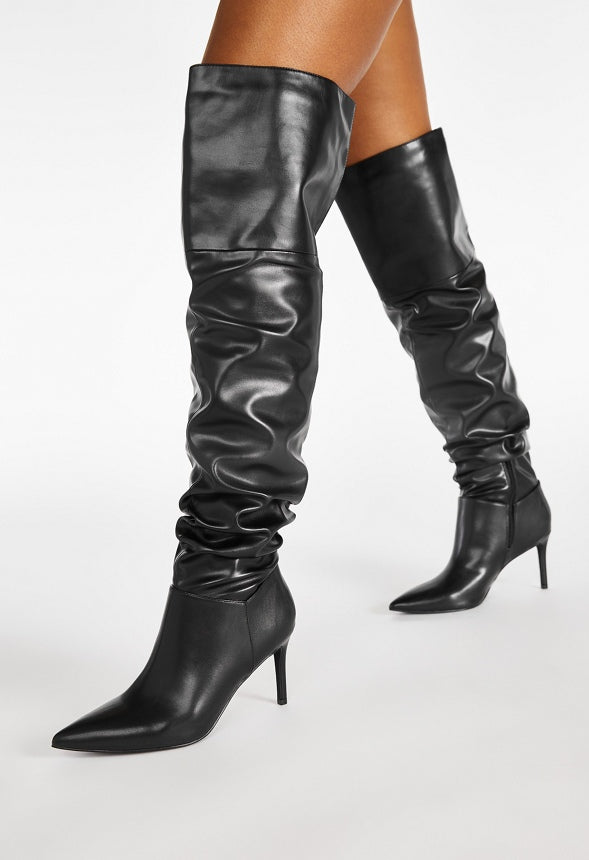 Shona Slouchy Stiletto Boot Black Caviar