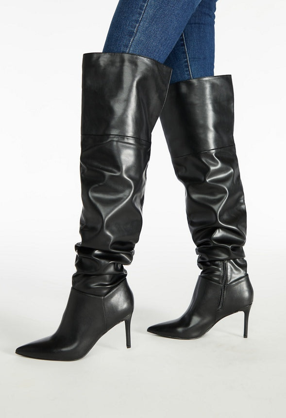Shona Slouchy Stiletto Boot Black Caviar