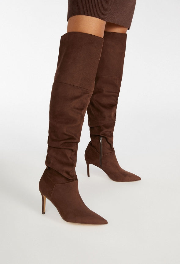 Shona Slouchy Stiletto Boot Cacao Brown