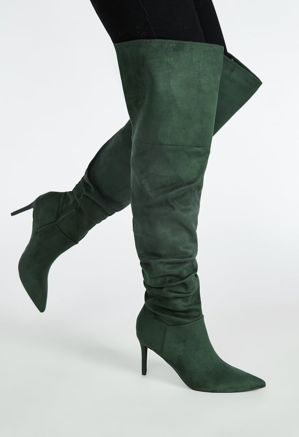 Shona Slouchy Stiletto Boot Kombu Green