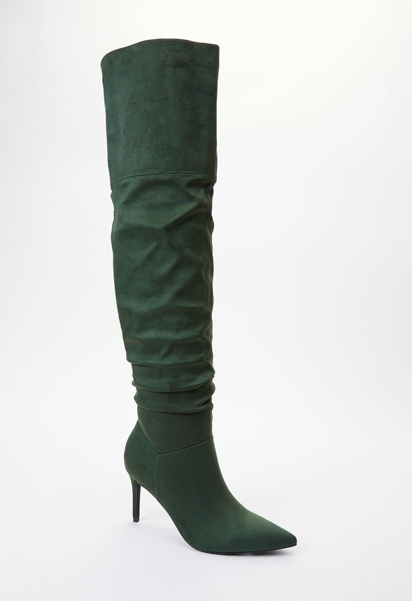Shona Slouchy Stiletto Boot Kombu Green