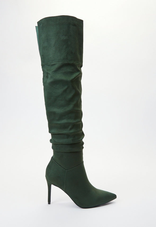 Shona Slouchy Stiletto Boot Kombu Green