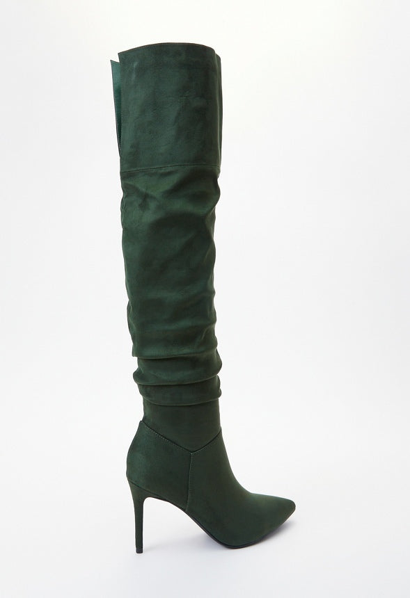 Shona Slouchy Stiletto Boot Kombu Green