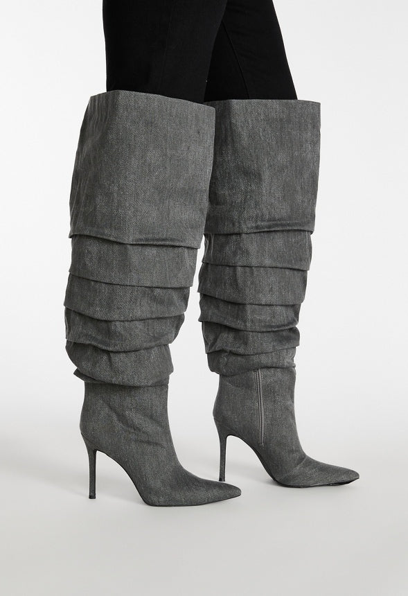 Larissa Stiletto Boot Black Denim