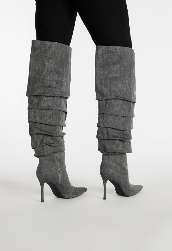 Larissa Stiletto Boot Black Denim