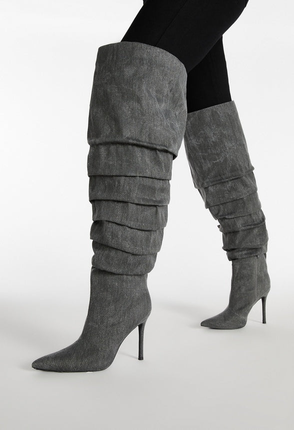 Larissa Stiletto Boot Black Denim